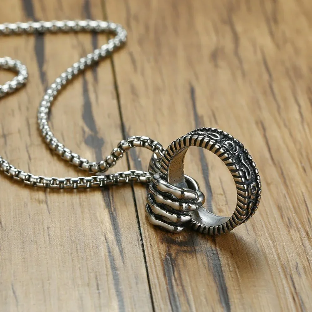 ❤️Vintage Fitness punk style skeleton Necklace , N90201P123